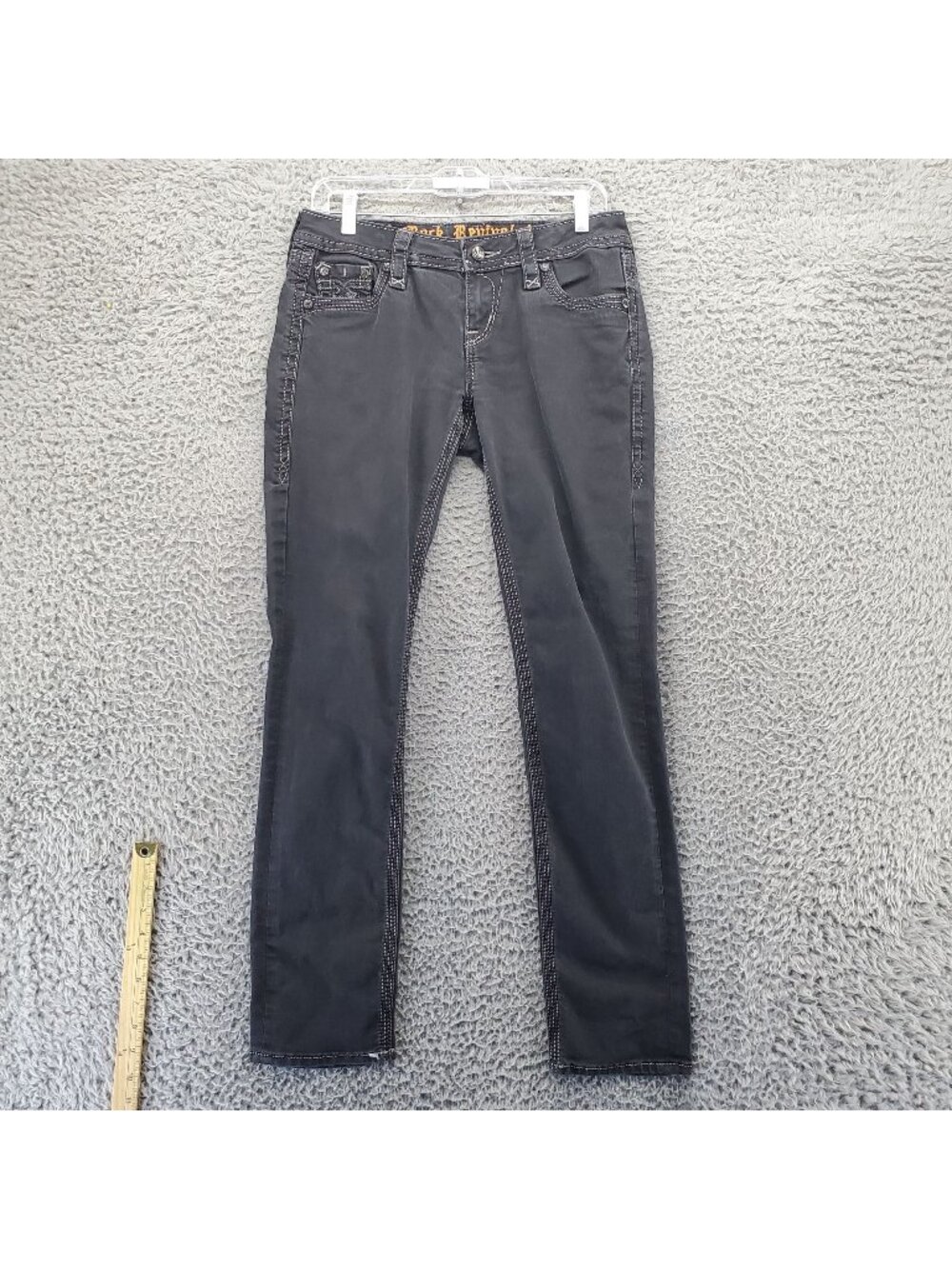 Rock Revival Jeans Womens 27 Black Vivian E57 Skinny Mid-Rise Stretch *Read*
